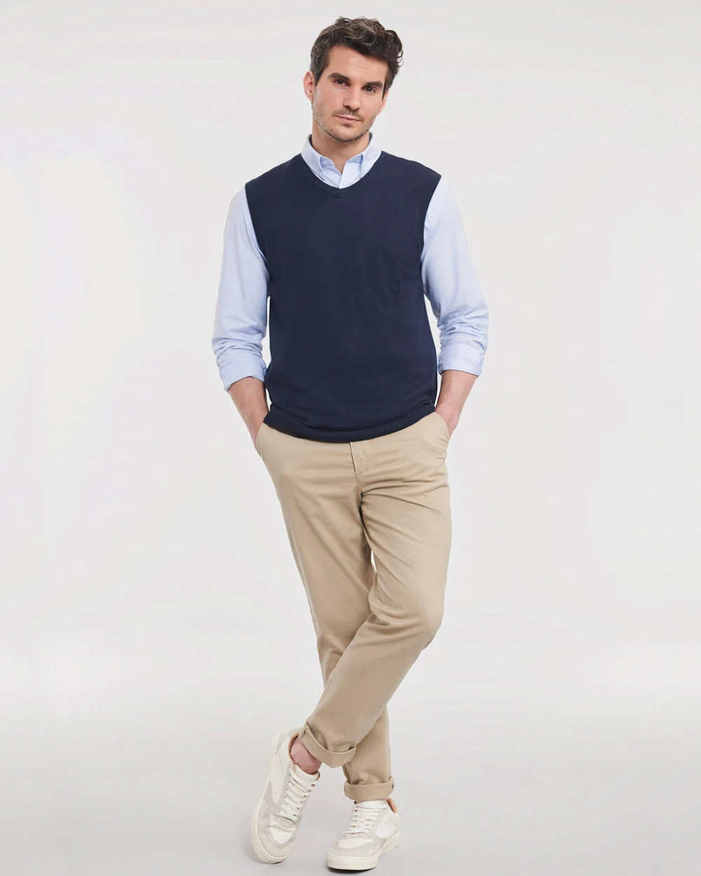 Pulls personnalisable RUSSELL Adults' V-Neck Sleeveless Knitted Pullover