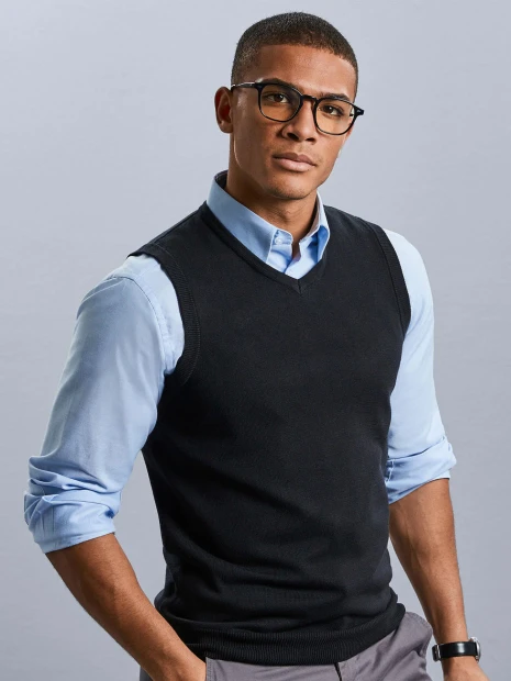 Pulls à personnaliser RUSSELL Adults'' V-Neck Sleeveless Knitted Pullover /api/colors/b9fdad4a-5e94-45cb-8c03-c08b349b28c3