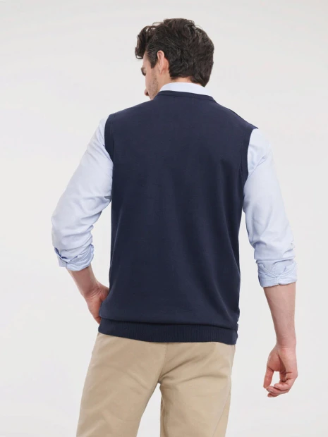 Pulls à personnaliser RUSSELL Adults'' V-Neck Sleeveless Knitted Pullover 