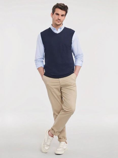 Pulls à personnaliser RUSSELL Adults'' V-Neck Sleeveless Knitted Pullover 