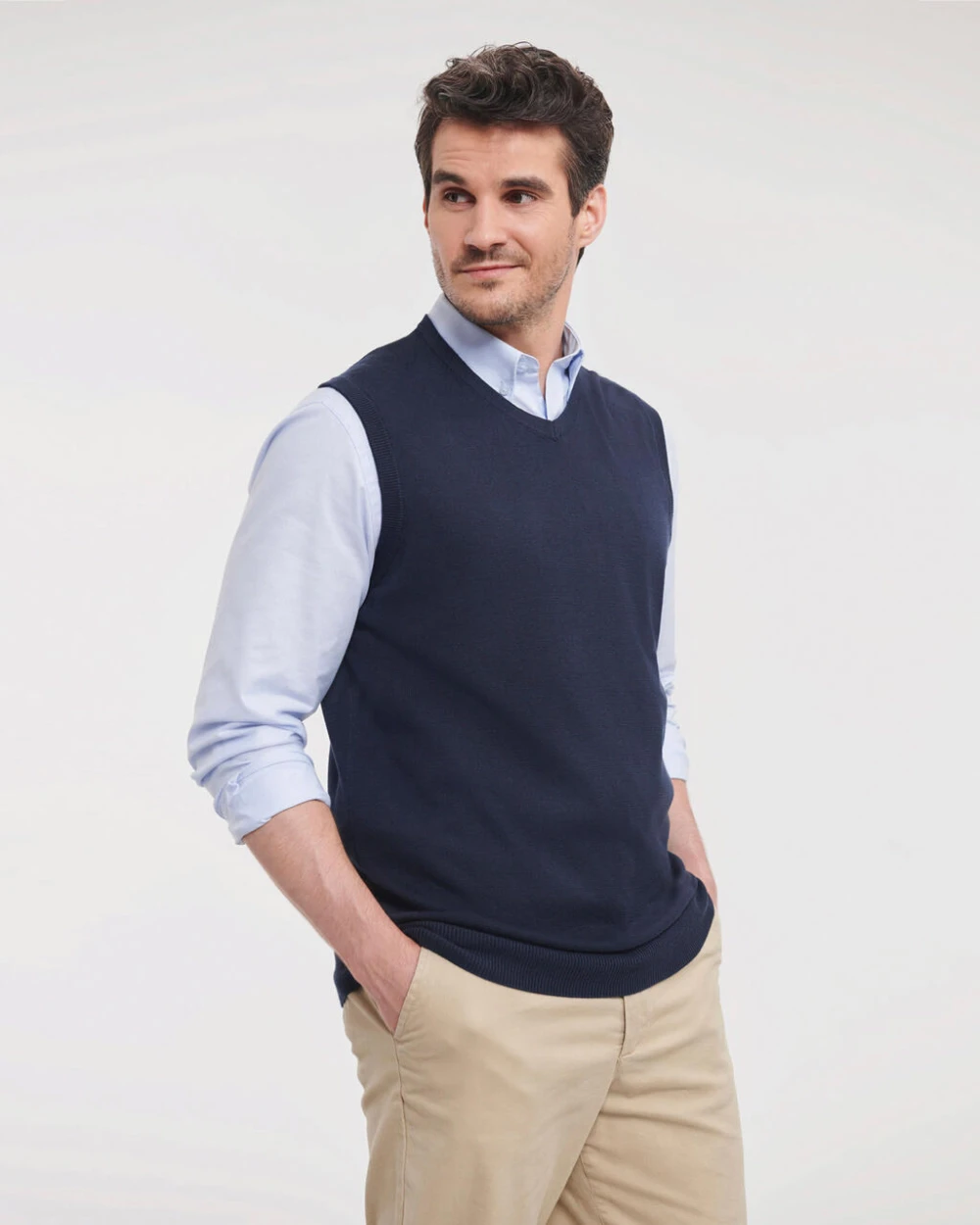 Pulls personnalisable RUSSELL Adults' V-Neck Sleeveless Knitted Pullover