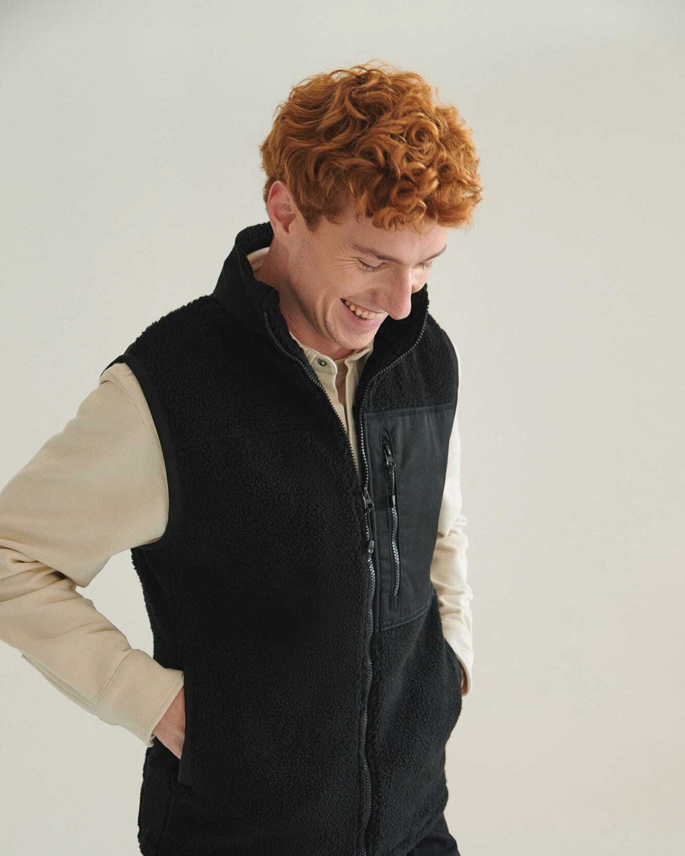 Laines polaires personnalisable FRONT ROW Gilet sherpa recyclé