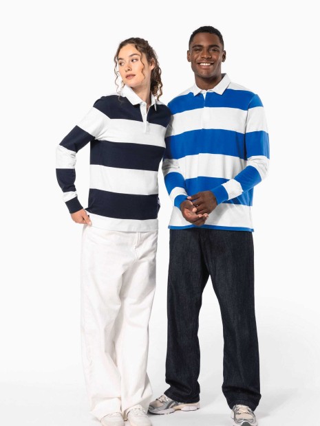 Polos à personnaliser KARIBAN Polo rugby rayé manches longues unisexe 