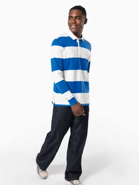 Polos à personnaliser KARIBAN Polo rugby rayé manches longues unisexe 