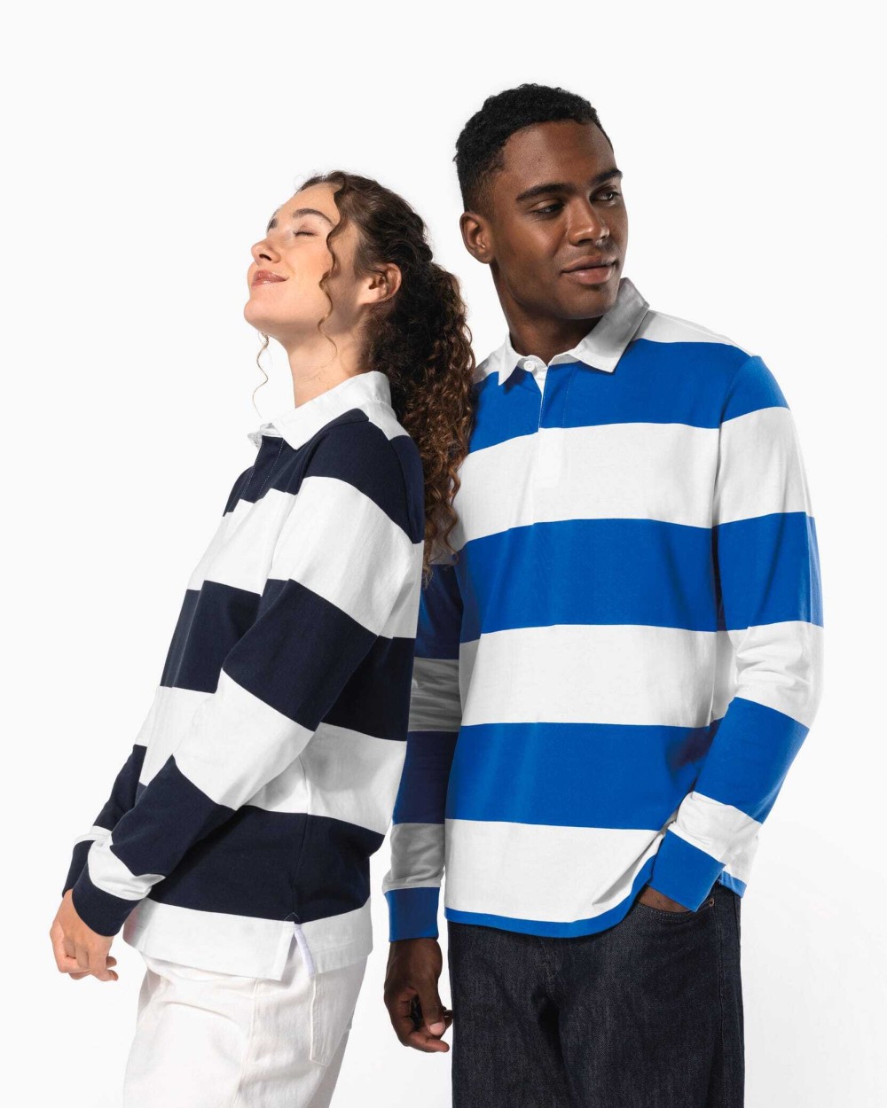 Polos personnalisable KARIBAN Polo rugby rayé manches longues unisexe