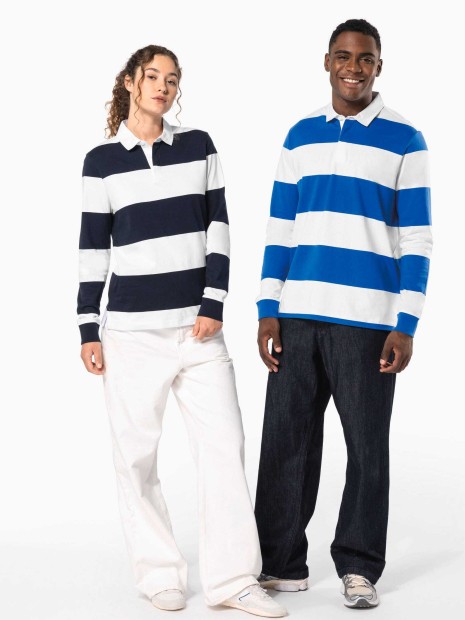 Polos à personnaliser KARIBAN Polo rugby rayé manches longues unisexe 