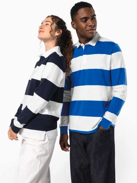 Polos à personnaliser KARIBAN Polo rugby rayé manches longues unisexe 