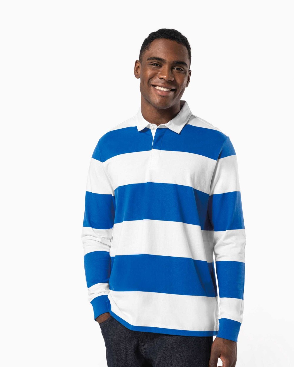 Polos personnalisable KARIBAN Polo rugby rayé manches longues unisexe