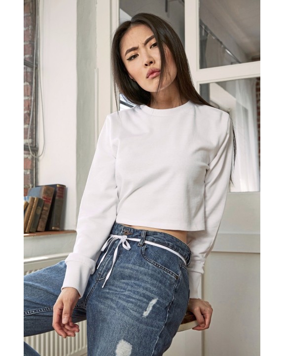 BUILD YOUR BRAND Ladies´ Terry Cropped Crew Sweatshirts personalisierbar