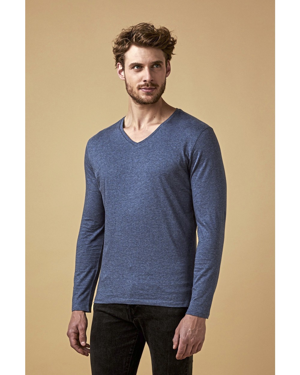 T-shirts PROMODORO Men´s V-Neck T-Shirt Longsleeve voor bedrukking &amp; borduring