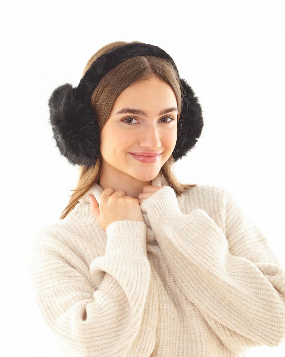 RIBBON Luxury fur ear muffs Mützen personalisierbar