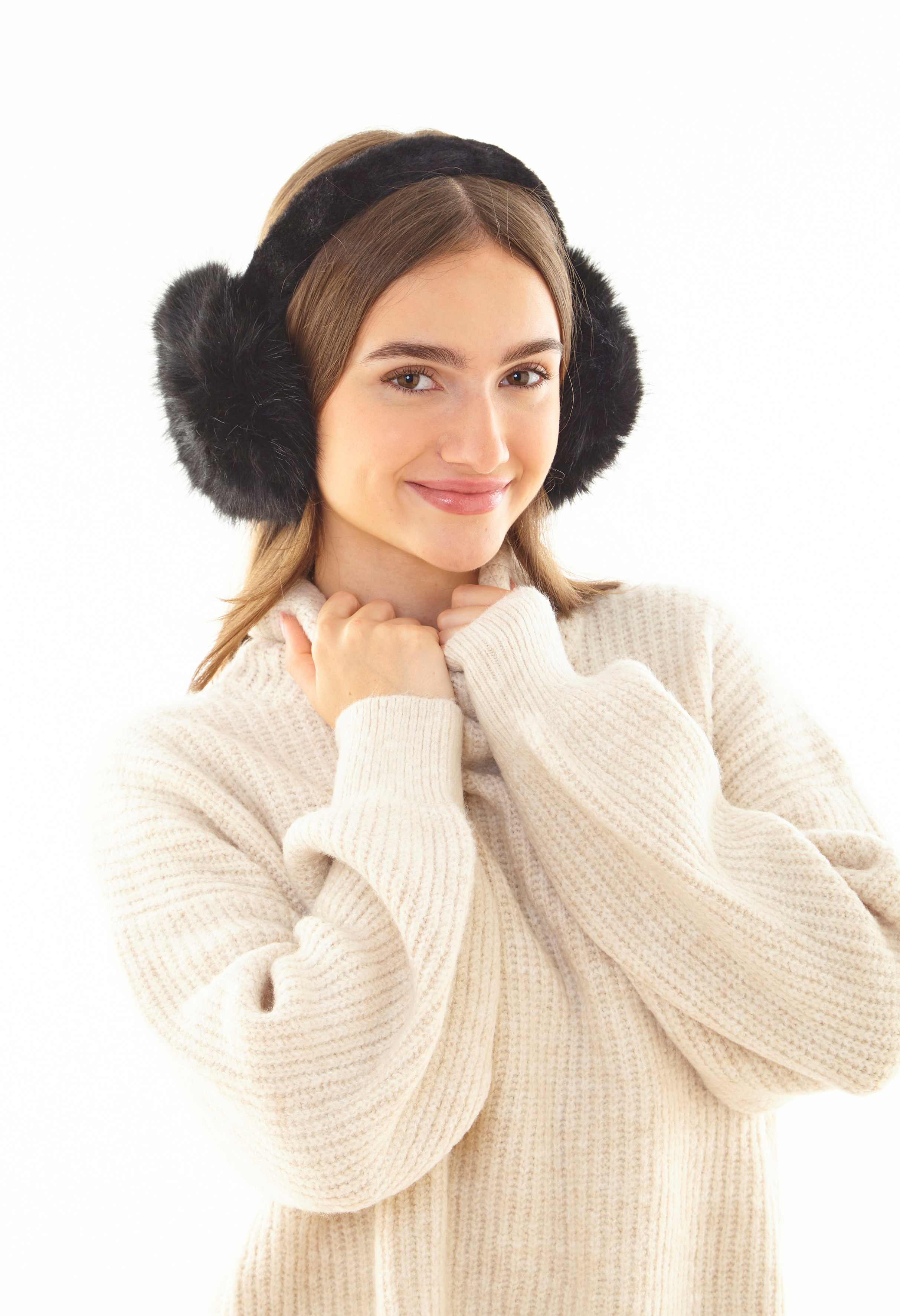 Bonnets personnalisable RIBBON Cache-oreilles en fourrure de luxe