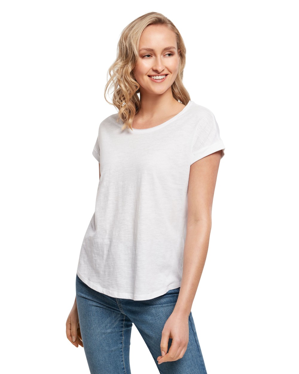 T-shirts BUILD YOUR BRAND LADIES LONG SLUB TEE voor bedrukking &amp; borduring