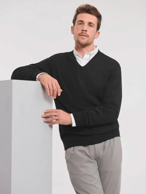 Pulls à personnaliser RUSSELL Pullover homme col v 