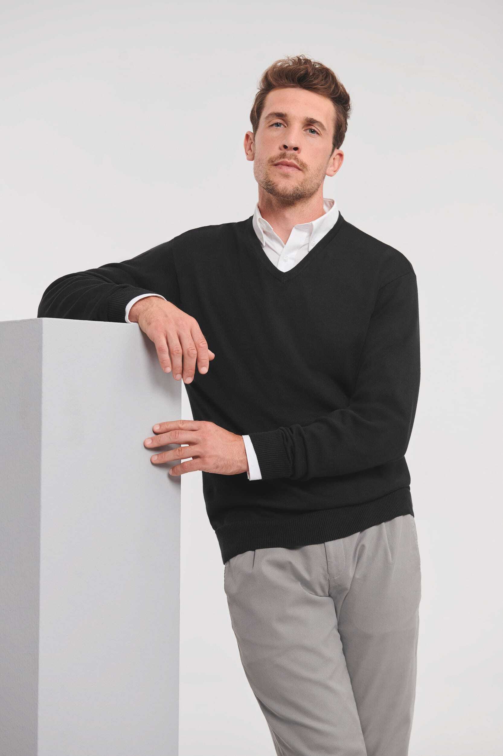 Truien RUSSELL V-neck Knitted Pullover voor bedrukking &amp; borduring