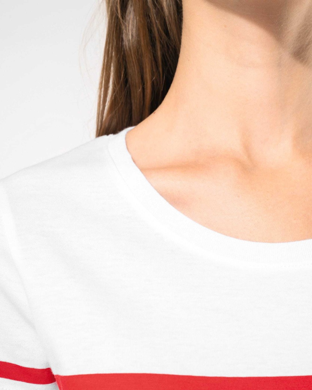 KARIBAN T-Shirt im Marine-Stil mit Rundhalsausschnitt Bio Damen T-Shirts personalisierbar