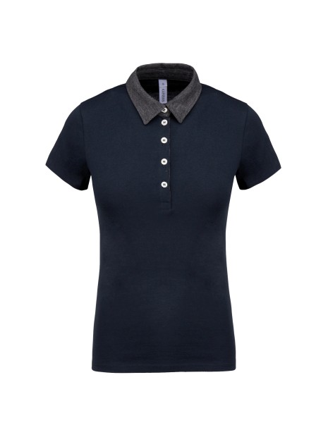 KARIBAN Polo jersey bicolore femme /api/colors/2b460528-2a24-4ca0-9dfa-4cd76593f0e3 personnalisable