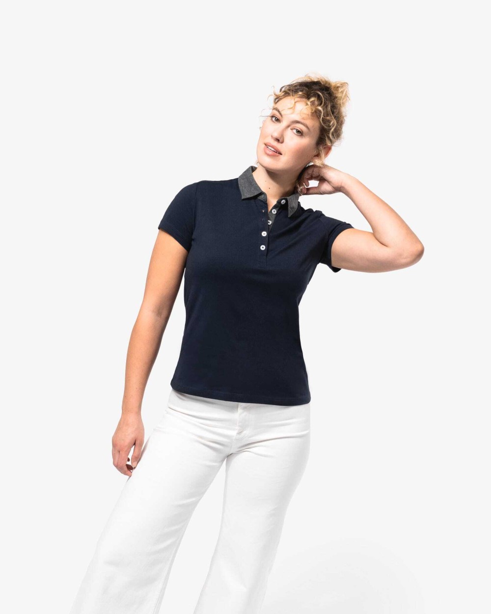 Polos personnalisable KARIBAN Polo jersey bicolore femme