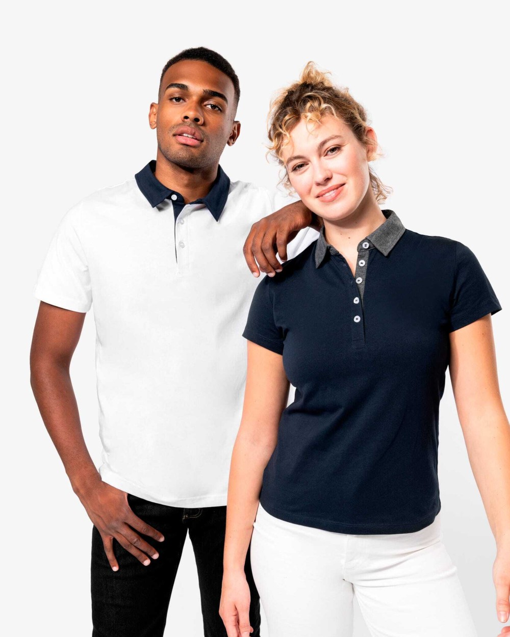 KARIBAN Zweifarbiges Jersey-Polohemd für Damen Poloshirts personalisierbar