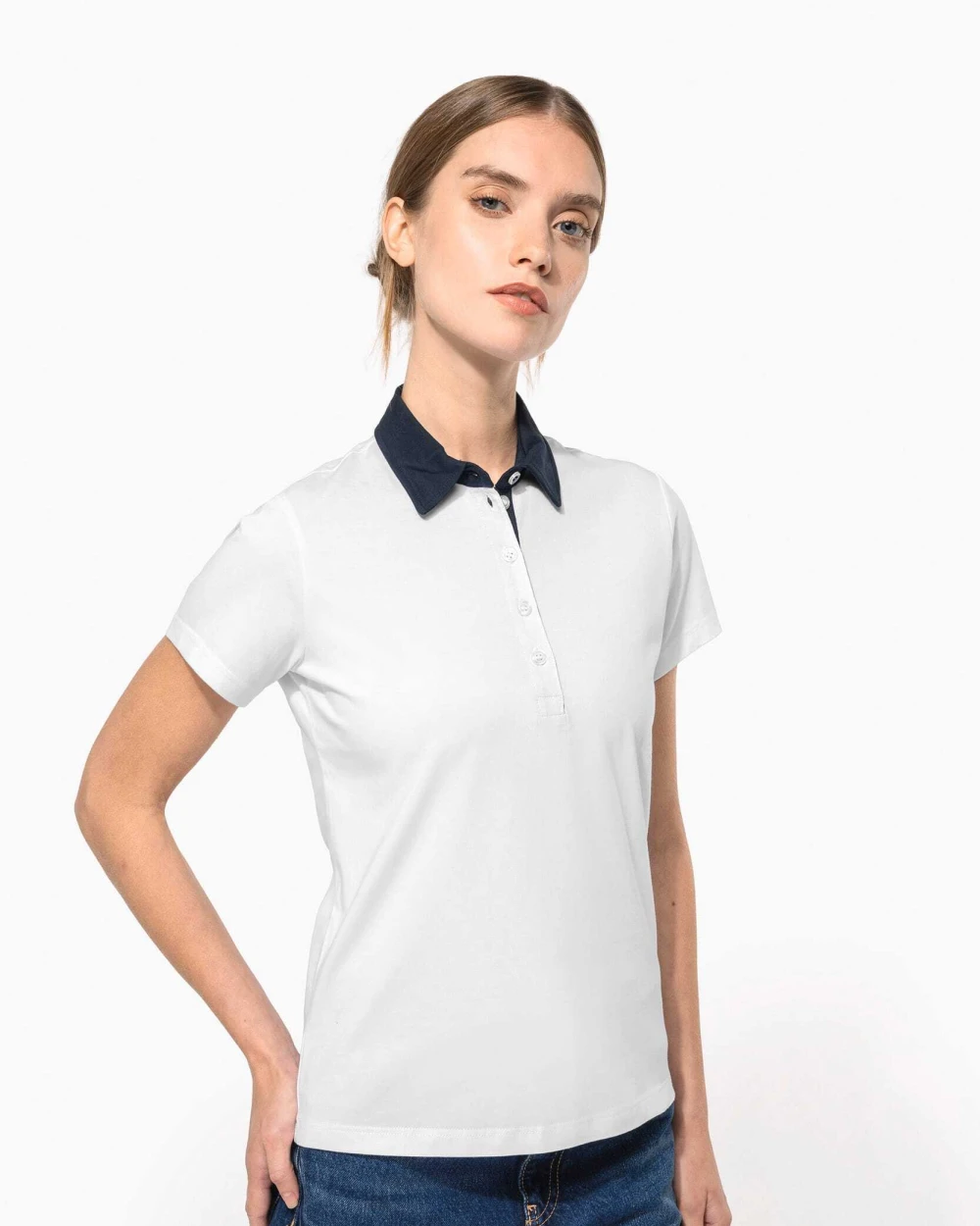 Polos personnalisable KARIBAN Polo jersey bicolore femme