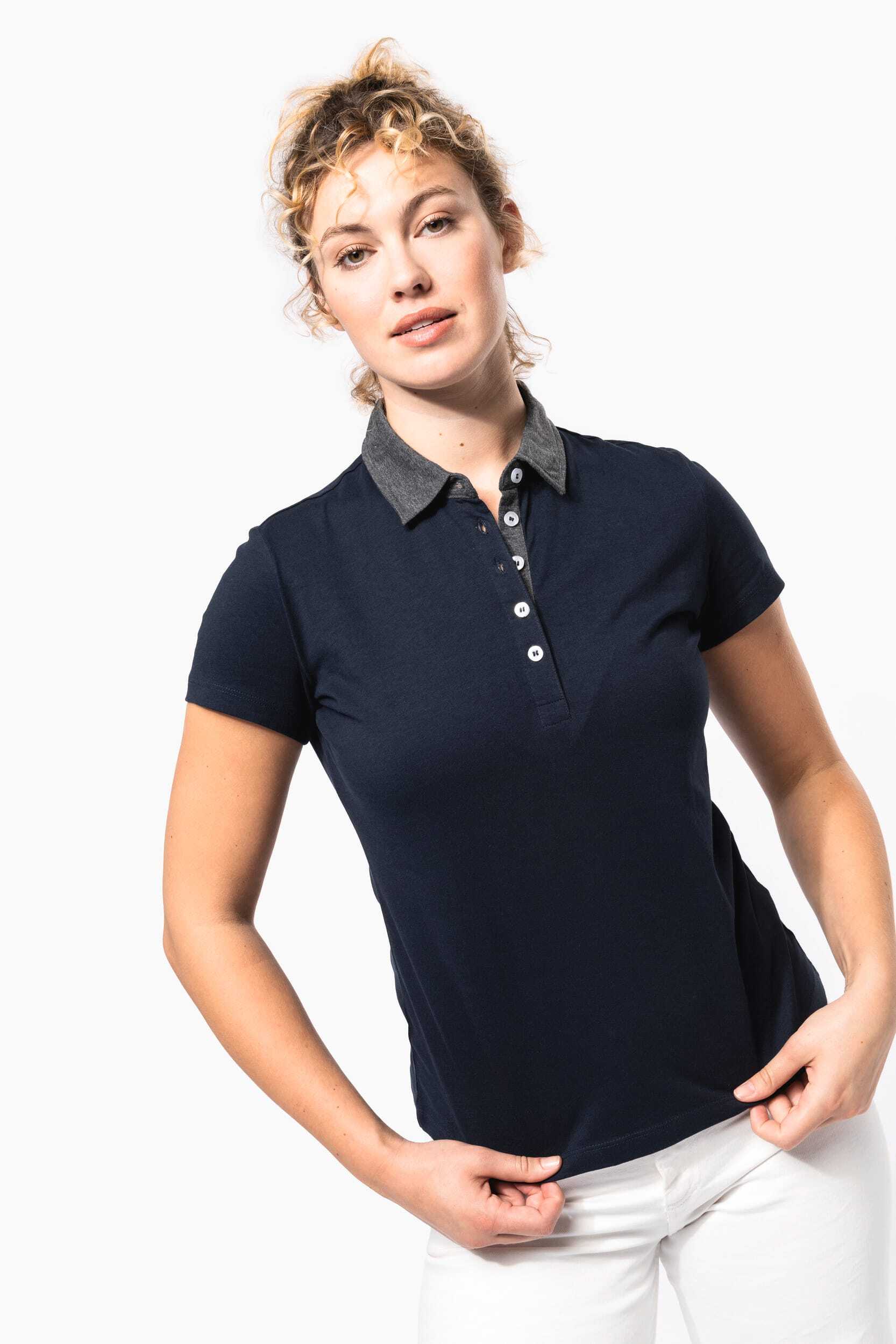 Polos personnalisable KARIBAN Polo jersey bicolore femme