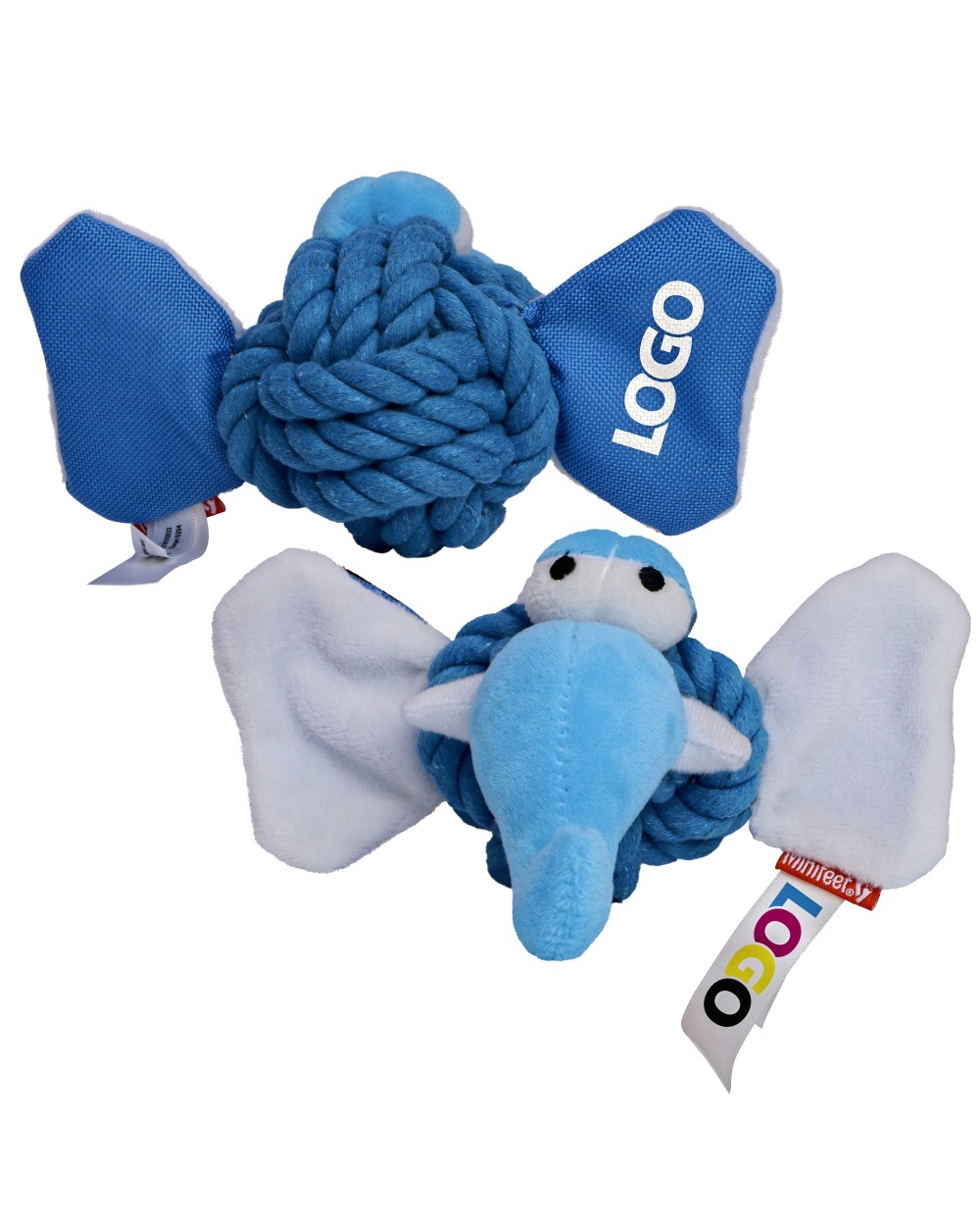 Benodigdheden MBW MiniFeet® Dog Toy Knotted Animal Elephant voor bedrukking &amp; borduring