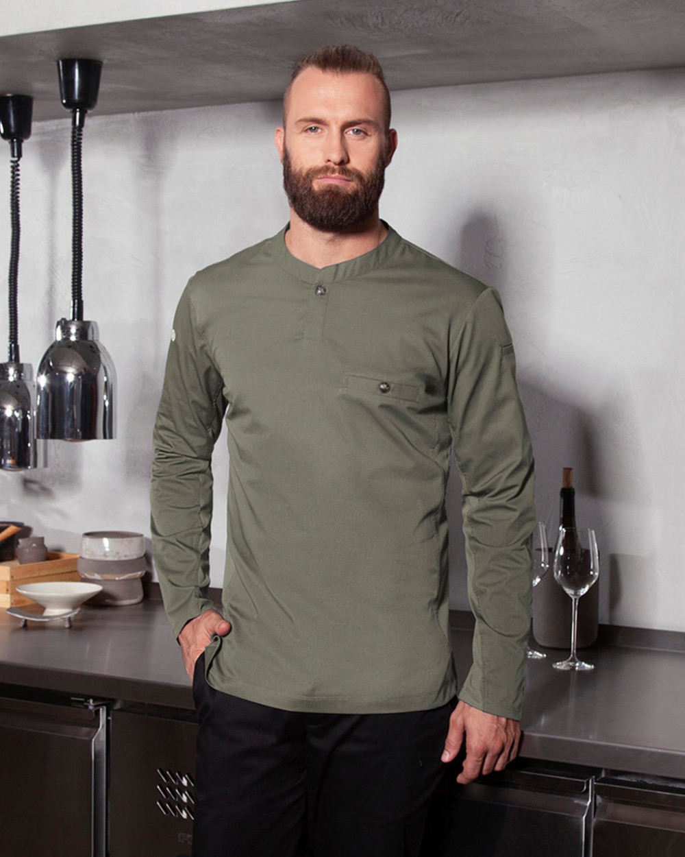 Hemden KARLOWSKY Workshirt Performance Long Sleeve voor bedrukking &amp; borduring