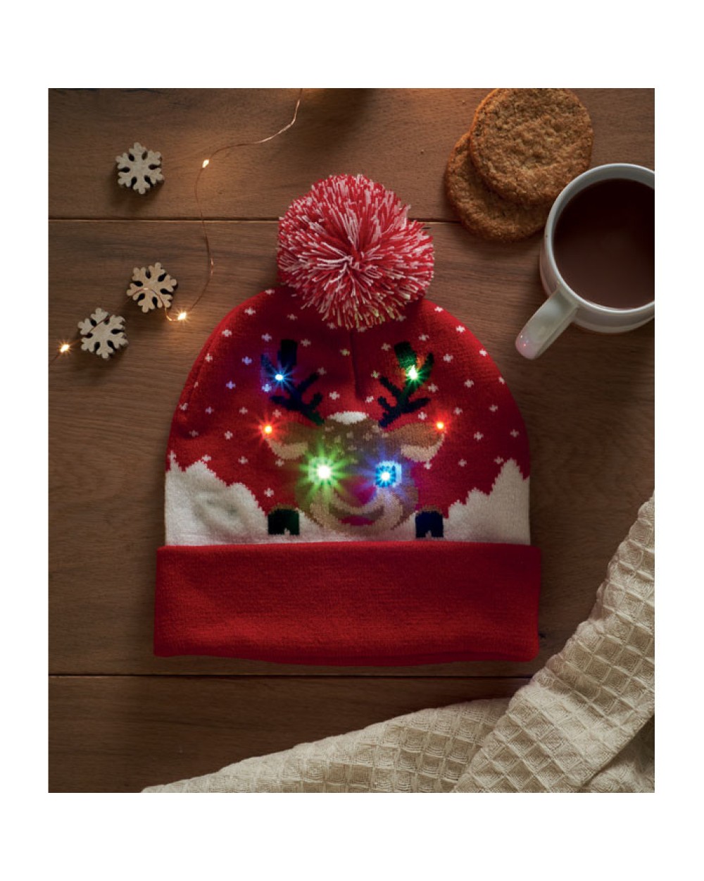 4DO Weihnachtliche Strickmütze LED Zubehör personalisierbar