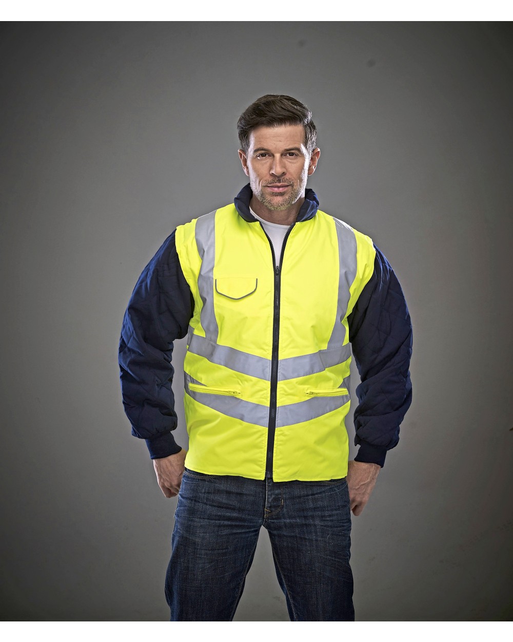 Vestes personnalisable YOKO Hi-Vis Chevron Quilted Jacket