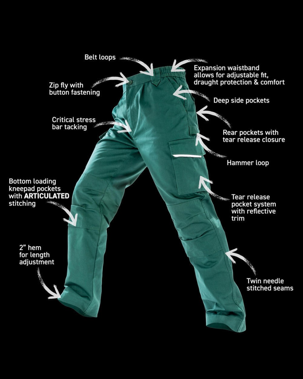 Broeken RESULT Work-Guard Action Trousers Reg voor bedrukking &amp; borduring