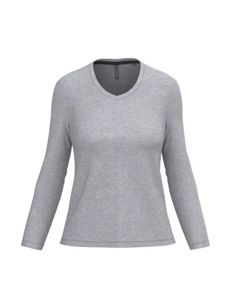 KARIBAN T-shirt col V manches longues femme /api/colors/a37ac46b-201c-43db-9085-8f3a99c04b1c personnalisable