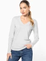 T-Shirts à personnaliser KARIBAN T-shirt col V manches longues femme 