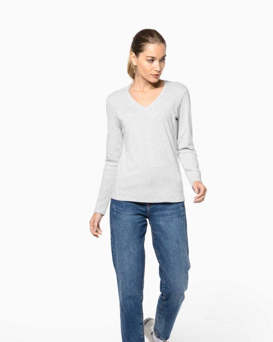 T-Shirts personnalisable Kariban T-shirt col V manches longues femme
