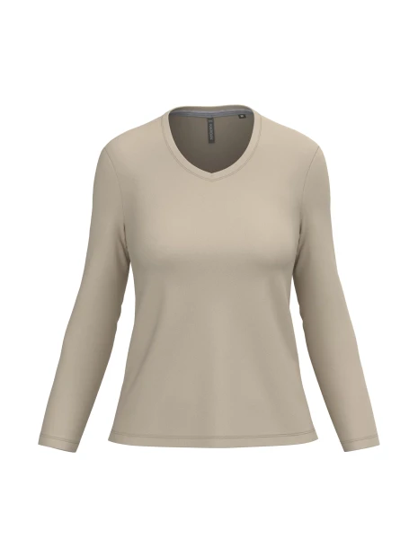 KARIBAN T-shirt col V manches longues femme /api/colors/1d539d1a-76f0-4132-93c4-8034fe18b1e9 personnalisable