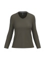 KARIBAN T-shirt col V manches longues femme /api/colors/7d4189a1-61a3-430b-83e5-a3a6fe159806 personnalisable