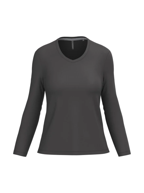 KARIBAN T-shirt col V manches longues femme /api/colors/3664e9be-231a-44a8-bacd-707b001b474c personnalisable