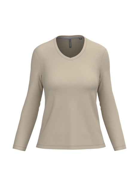 KARIBAN T-shirt col V manches longues femme /api/colors/1d539d1a-76f0-4132-93c4-8034fe18b1e9 personnalisable