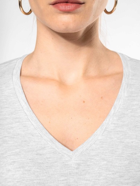 T-Shirts à personnaliser KARIBAN T-shirt col V manches longues femme 