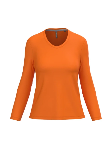 KARIBAN T-shirt col V manches longues femme /api/colors/d51260d5-b263-4200-988d-ee19f414959e personnalisable
