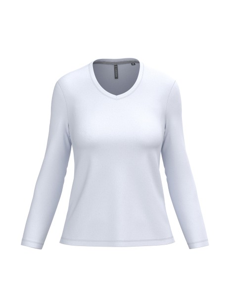 KARIBAN T-shirt col V manches longues femme /api/colors/7a92cd2d-10d2-40b4-928b-296bb7487506 personnalisable