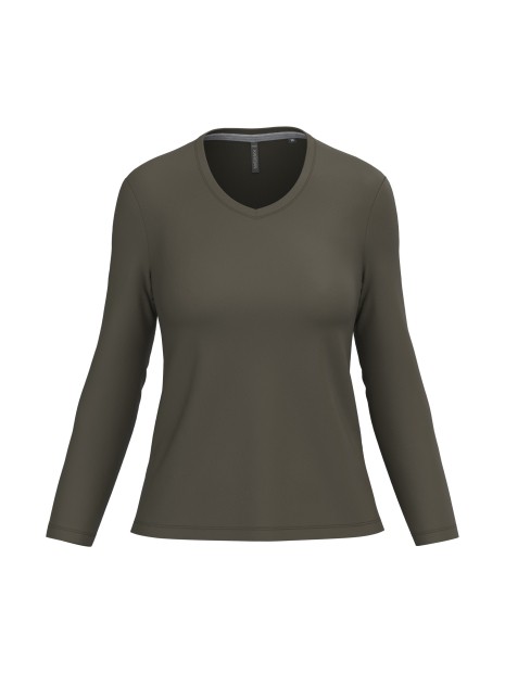 KARIBAN T-shirt col V manches longues femme /api/colors/7d4189a1-61a3-430b-83e5-a3a6fe159806 personnalisable