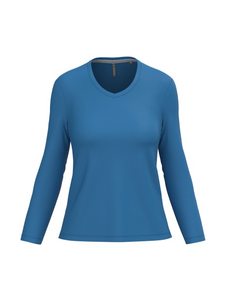 KARIBAN T-shirt col V manches longues femme /api/colors/68572561-1214-42b1-b94c-44fb780d37b4 personnalisable