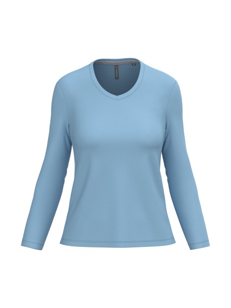 KARIBAN T-shirt col V manches longues femme /api/colors/549fa598-8d61-4fa2-82ad-90f4d2ec39ab personnalisable