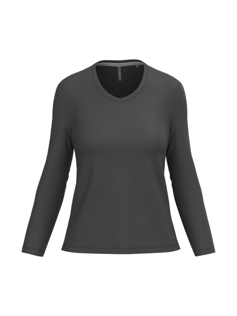 KARIBAN T-shirt col V manches longues femme /api/colors/3664e9be-231a-44a8-bacd-707b001b474c personnalisable
