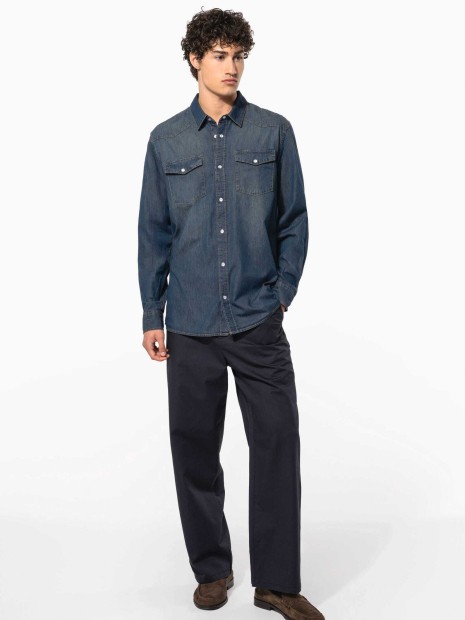 Chemises à personnaliser KARIBAN Chemise denim manches longues 