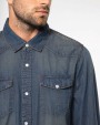 Hemden KARIBAN Heren denim overhemd lange mouwen voor bedrukking &amp; borduring