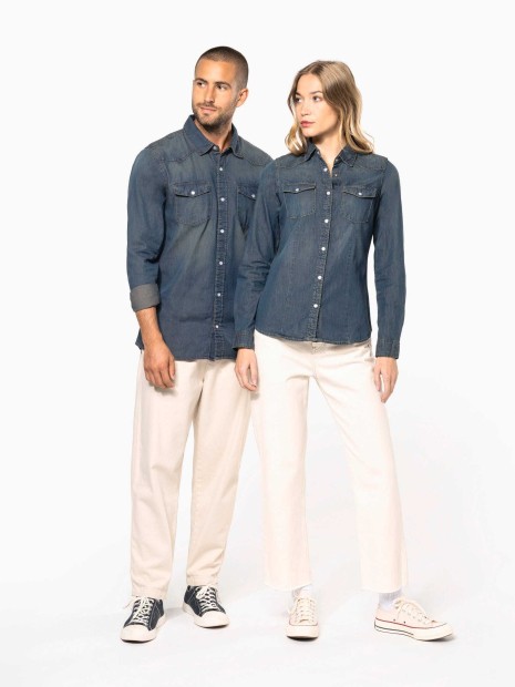 Chemises à personnaliser KARIBAN Chemise denim manches longues 