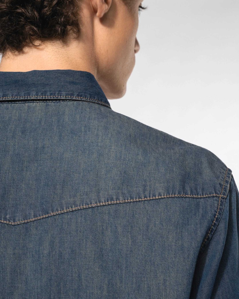 Hemden KARIBAN Heren denim overhemd lange mouwen voor bedrukking &amp; borduring