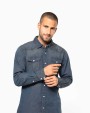 Hemden KARIBAN Heren denim overhemd lange mouwen voor bedrukking &amp; borduring