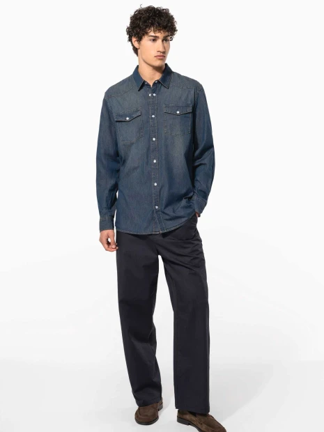 Chemises à personnaliser KARIBAN Chemise denim manches longues 